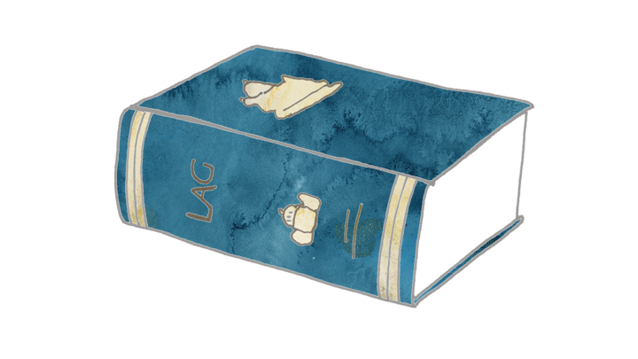 Illustration av en blå lagbok