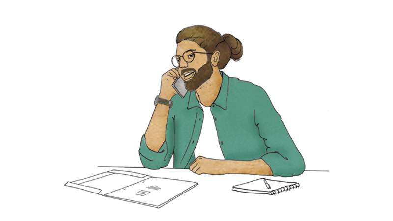 Illustration av en man som talar i telefon