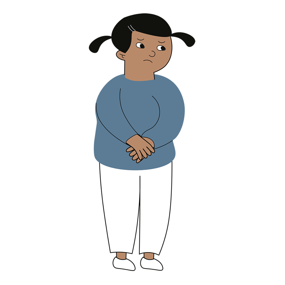 Illustration av litet barn som håller händerna på magen