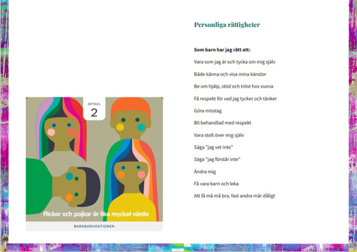 Bild på sida i informationshäftet, som handlar om barns rättigheter.